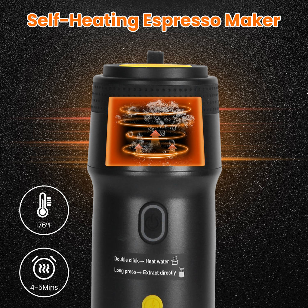 Portable Electric Espresso Machine – Cordless Self-Heating Coffee Maker for Travel & Camping - InfinityFinds