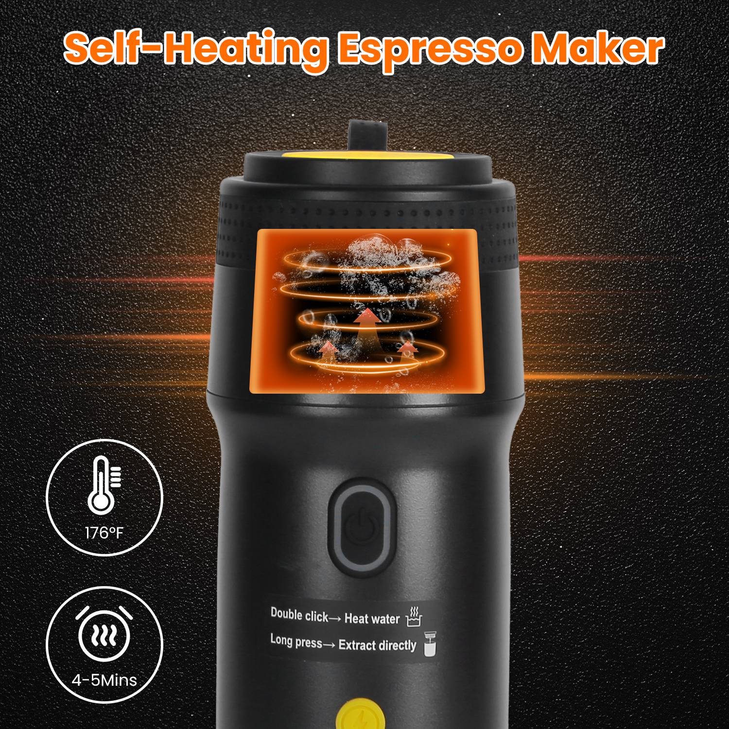 Portable Electric Espresso Machine – Cordless Self-Heating Coffee Maker for Travel & Camping - InfinityFinds