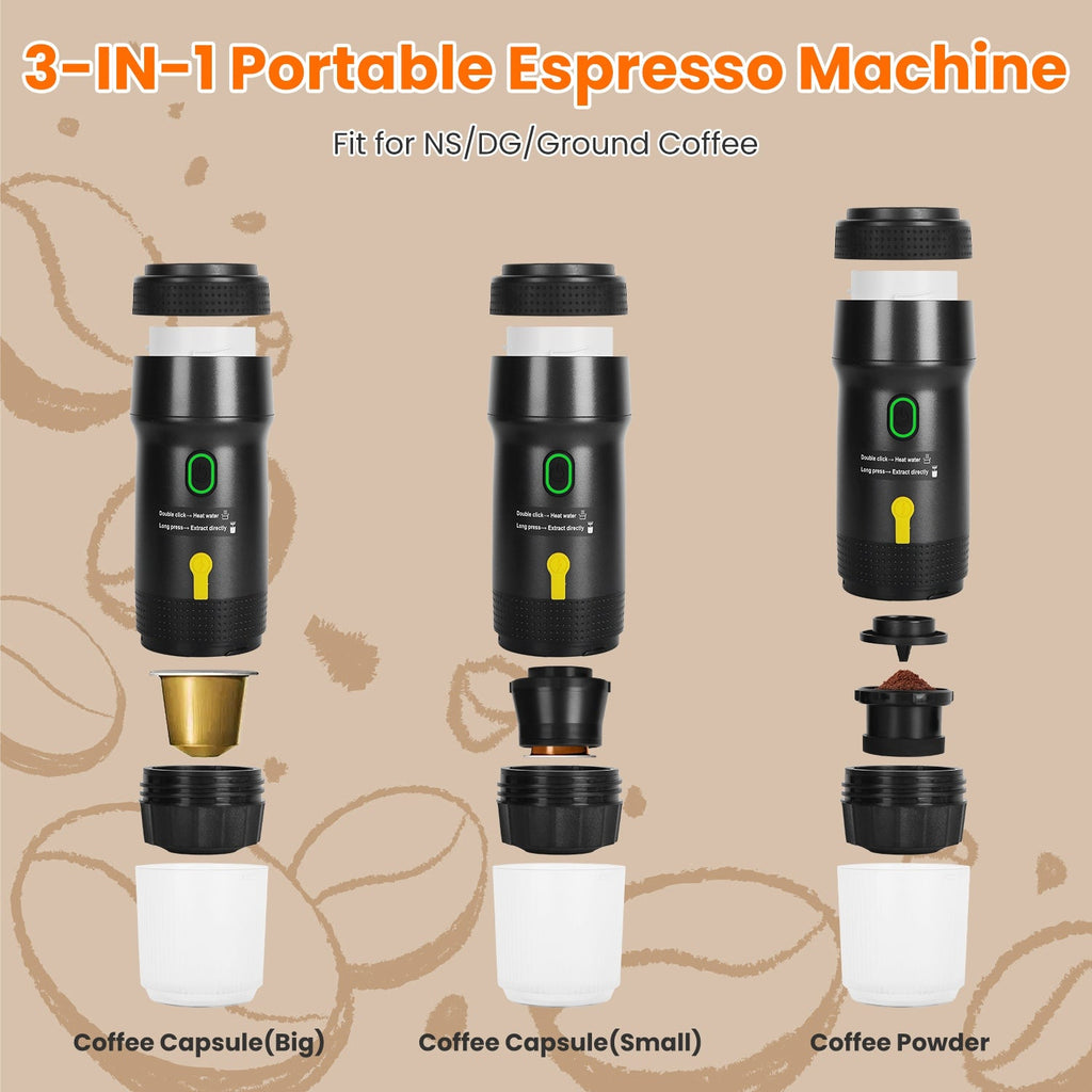Portable Electric Espresso Machine – Cordless Self-Heating Coffee Maker for Travel & Camping - InfinityFinds